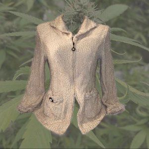 VINTAGE St. Johns Textured Boucle Knit Blazer with Shoulder Pads and Zipper - 6